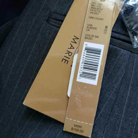 NEW Alex Marie Pinstripe Modern Blazer Gray Size 8 Wrinkle Free Worry Free - Picture 3 of 8